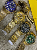 Relógio Masculino Invicta Pro Diver de Luxo Banhado a Ouro 18K em Aço Inoxidável À Prova D'água em Piscina com Caixa Velcro