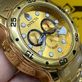 Relógio Masculino Invicta Pro Diver de Luxo Banhado a Ouro 18K em Aço Inoxidável À Prova D'água em Piscina com Caixa Velcro
