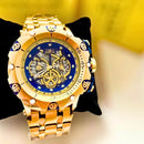Relógio Masculino Invicta Venom Hybrid Skeleton Relógio Robusto Grande em Aço Inoxidável Banhado a Ouro 18K Luxo À Prova D'água