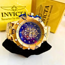 Relógio Masculino Invicta Venom Hybrid Skeleton Relógio Robusto Grande em Aço Inoxidável Banhado a Ouro 18K Luxo À Prova D'água