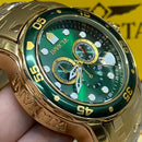 Relógio Masculino Invicta Pro Diver de Luxo Banhado a Ouro 18K em Aço Inoxidável À Prova D'água em Piscina com Caixa Velcro