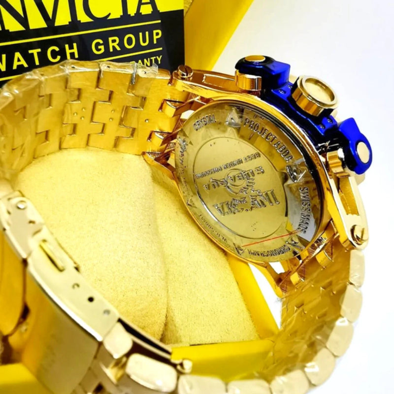 Relógio Masculino Invicta Venom Hybrid Skeleton Relógio Robusto Grande em Aço Inoxidável Banhado a Ouro 18K Luxo À Prova D'água
