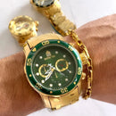 Relógio Masculino Invicta Pro Diver de Luxo Banhado a Ouro 18K em Aço Inoxidável À Prova D'água em Piscina com Caixa Velcro