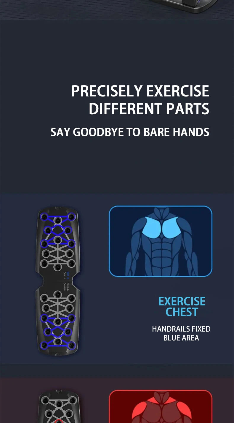 Conjunto de placa push-up portátil multifuncional barra push-up dobrável equipamentos de fitness para peito abdômen braços/treinamento traseiro