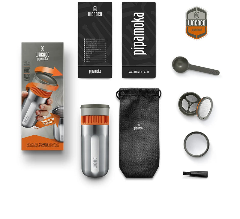 WACACO Pipamoka, cafeteira portátil combinada a vácuo multifuncional, caneca de viagem isolada, cafeteira movida a mão e pressão