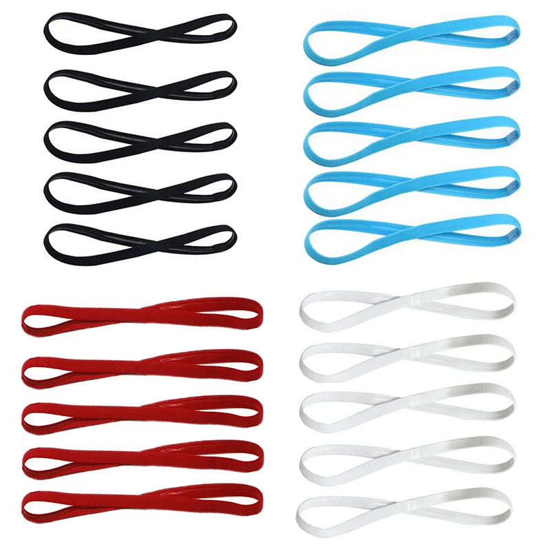 5 pçs cor doce feminino masculino yoga faixas de cabelo esportes bandana antiderrapante correndo elástico de borracha sweatband futebol acessórios para o cabelo