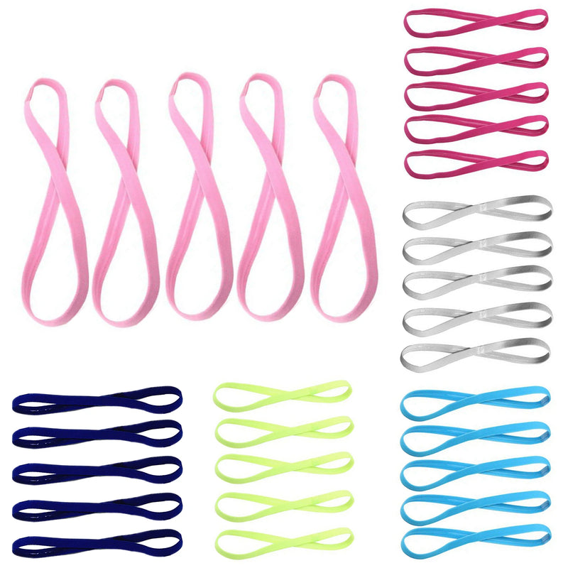 5 pçs cor doce feminino masculino yoga faixas de cabelo esportes bandana antiderrapante correndo elástico de borracha sweatband futebol acessórios para o cabelo
