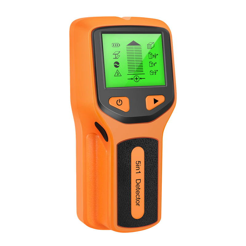 Novo detector de parede 5 em 1, detector portátil de coluna de parafuso, detector de cabo ac ao vivo, cabo, tubo de água em pvc, detector de metais