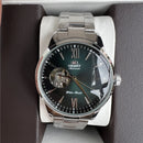 Orient Double Lion Classic Watch Series Remodelado Segunda Mão Relógio Mecânico Automático de Pele Oco Masculino