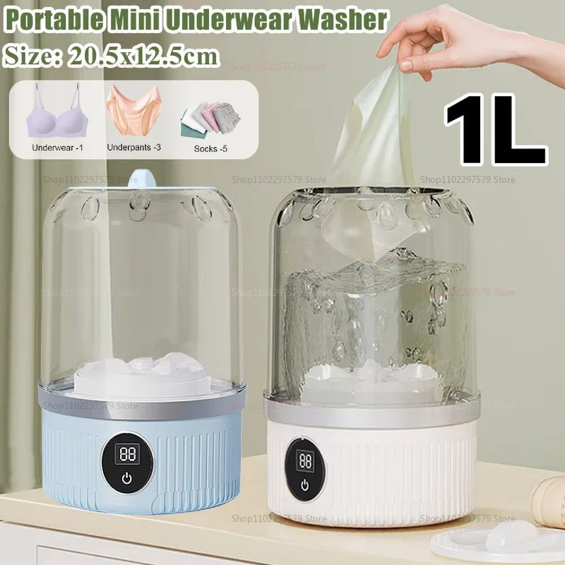 Mini máquina de lavar roupa portátil compacta, para dormitórios, viagens, acampamento, hotel, apartamento, fácil limpeza de roupas com alça