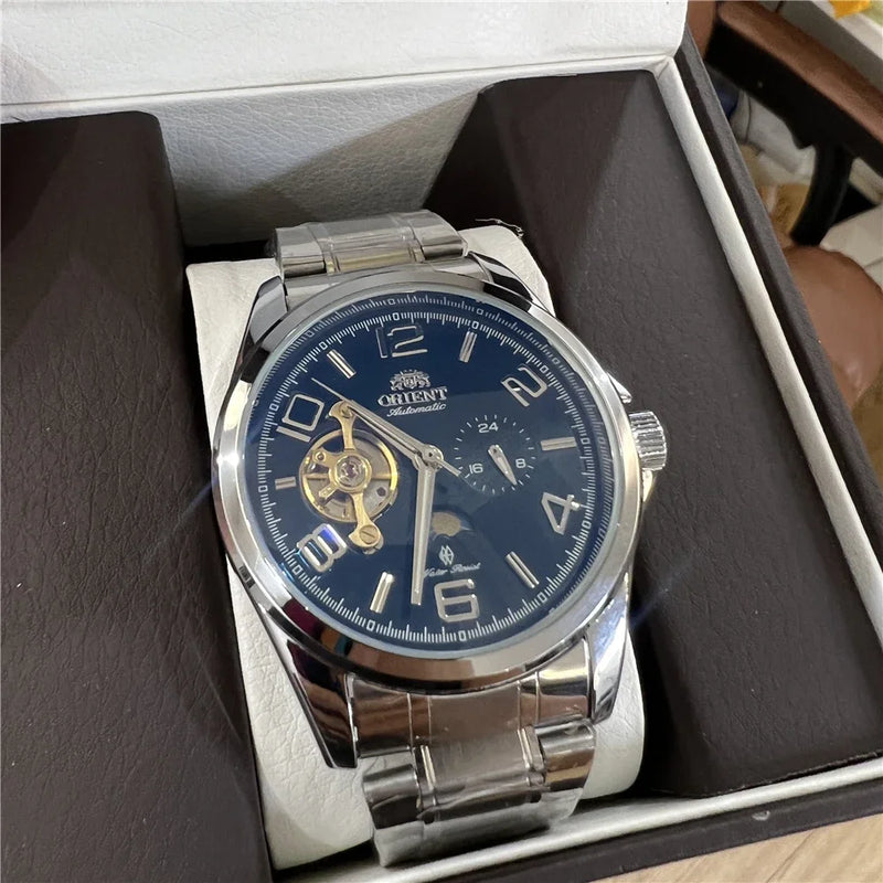 Orient Watch Remodelado de segunda mão japonês totalmente automático relógio mecânico escavado relógio masculino de negócios
