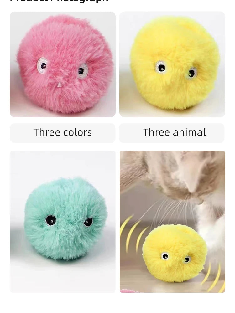 Bola interativa inteligente gato brinquedos de pelúcia elétrica catnip treinamento brinquedo gatinho toque soando produto para animais de estimação rangido brinquedo bola