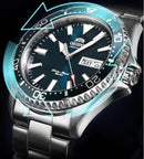 Orient duplo leão relógio mecânico totalmente automático masculino verde água fantasma relógio de mergulho masculino original importado 1:1