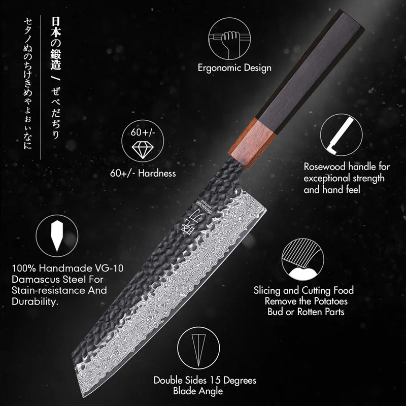 8.2 "japonês kiritsuke chef faca de aço damasco corte afiado carne vegetal cutelo vg10 mão forjada facas cozinha profissionais