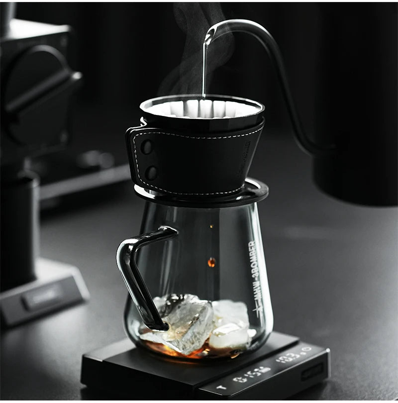 Gotejador de meteorito MHW-3BOMBER, gotejador de alumínio para cafeteira, para 1-2 copos, capa de couro, papel de filtro de bolo