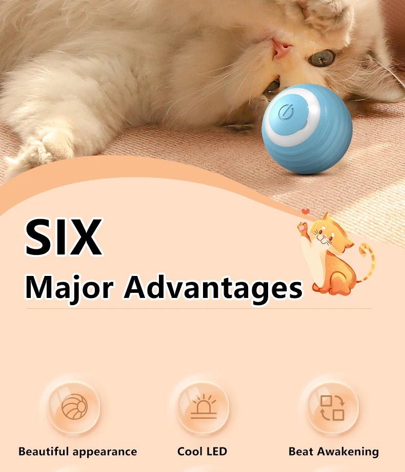 Gato bola interativa inteligente gato brinquedos interior automático rolamento bola mágica eletrônico interativo gato brinquedo gato jogo acessórios
