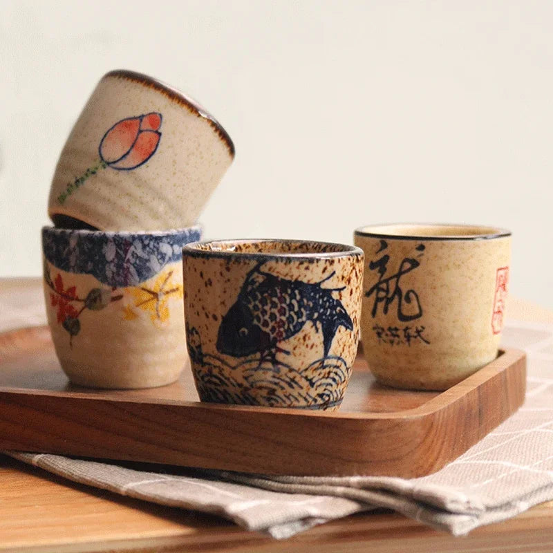 50ml estilo japonês cerâmica antigo copo de vinho branco conjunto de saquê casa retro xícara de café pote de vinho shochu copo clássico