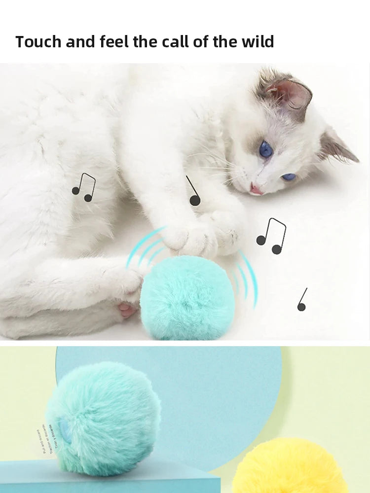 Bola interativa inteligente gato brinquedos de pelúcia elétrica catnip treinamento brinquedo gatinho toque soando produto para animais de estimação rangido brinquedo bola