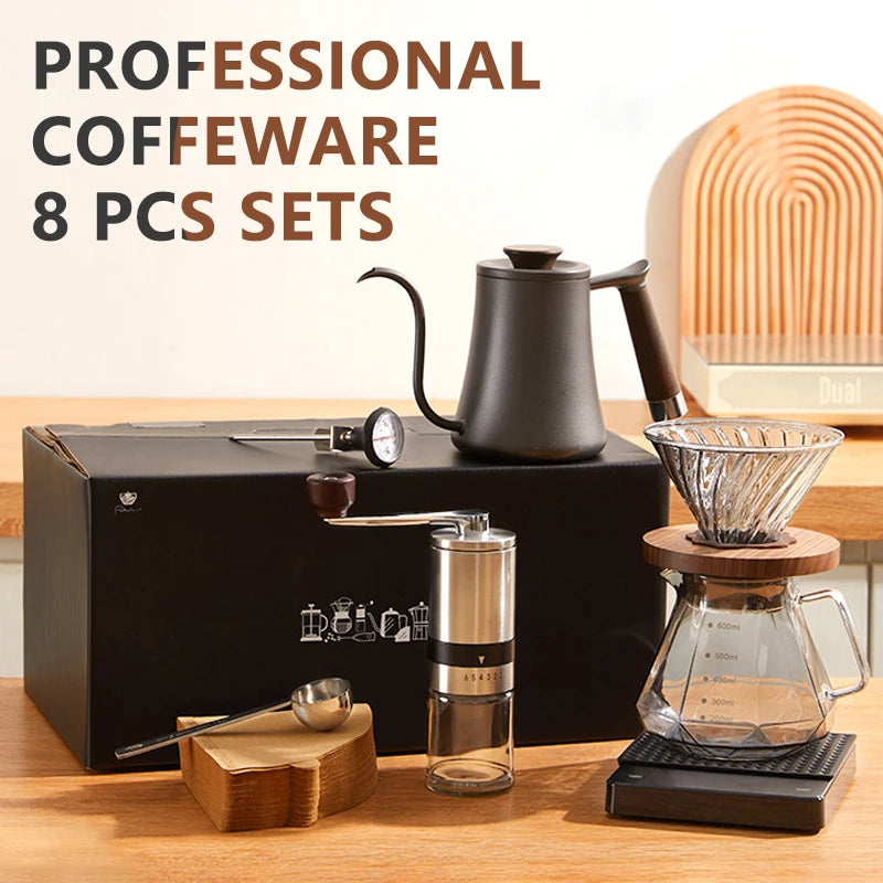 Conjunto De Café Acessórios De Café Moinho De Moinho De Moinho De Vidro Com Gotejador De Filtro Gooseneck Chaleira Especializada BaristaSet