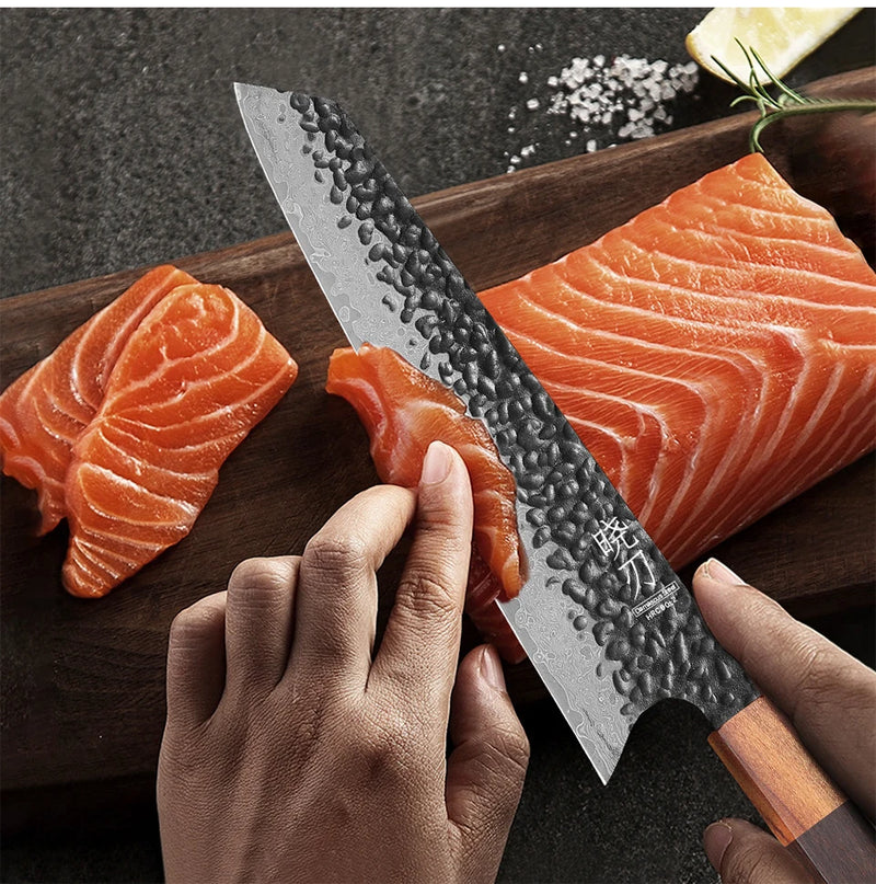 8 "japonês kiritsuke chef faca de aço damasco corte afiado carne vegetal slicer cutelo artesanal facas cozinha profissional