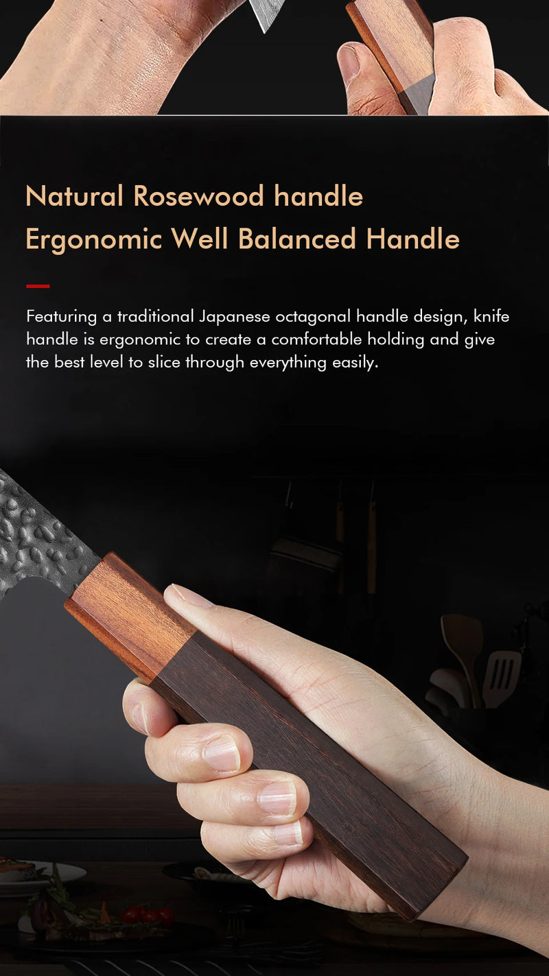 8 "japonês kiritsuke chef faca de aço damasco corte afiado carne vegetal slicer cutelo artesanal facas cozinha profissional