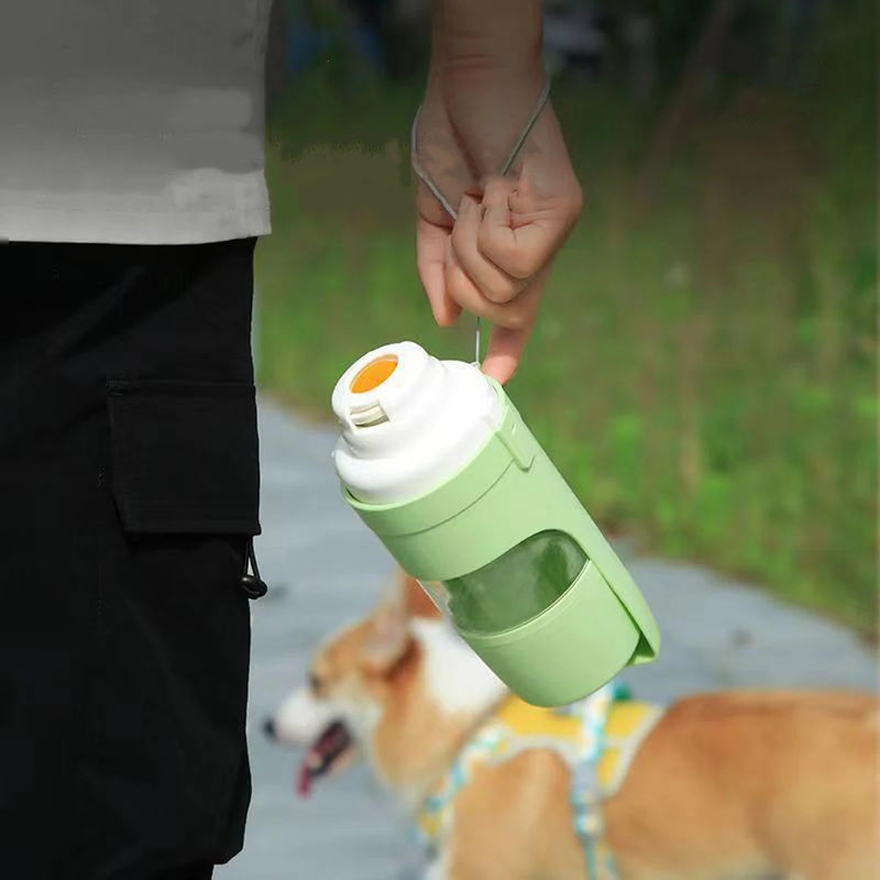 Garrafa de água portátil para cães e gatos, com armazenamento de alimentos e recipiente de água para filhotes, animais de estimação, tigela alimentadora para viagem ao ar livre, suprimentos para animais de estimação