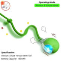 Brinquedo interativo de bola de gato, bola de rolamento automática com cauda, brinquedo interativo inteligente recarregável para animais de estimação, mouse inteligente para gato