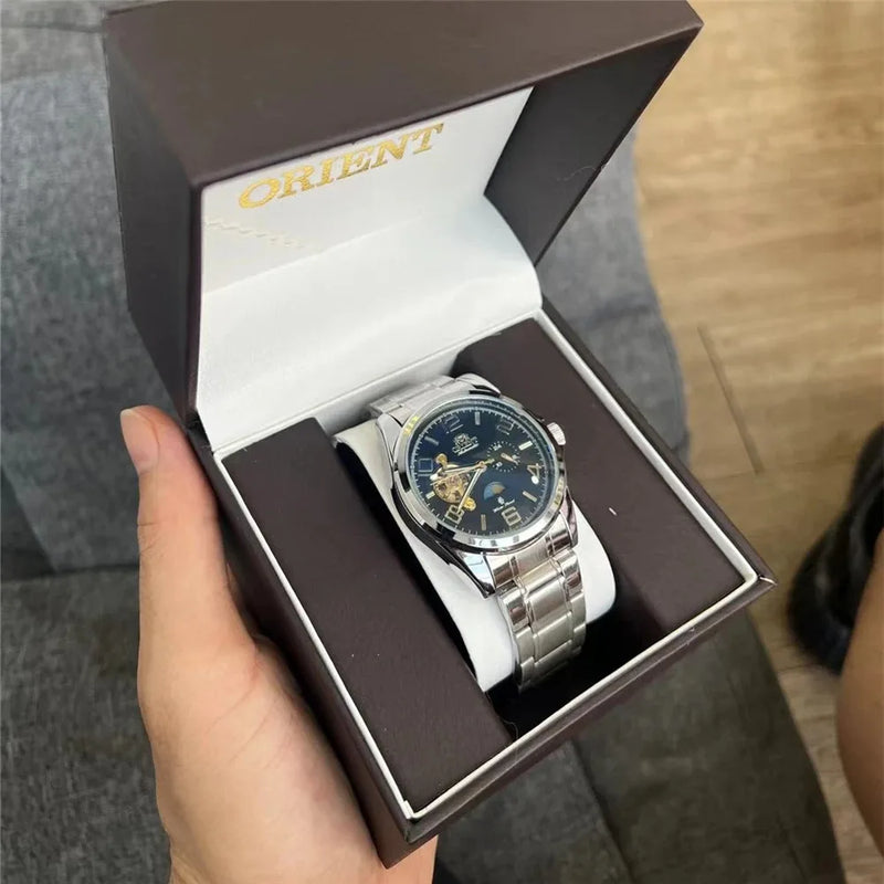 Orient Watch Remodelado de segunda mão japonês totalmente automático relógio mecânico escavado relógio masculino de negócios