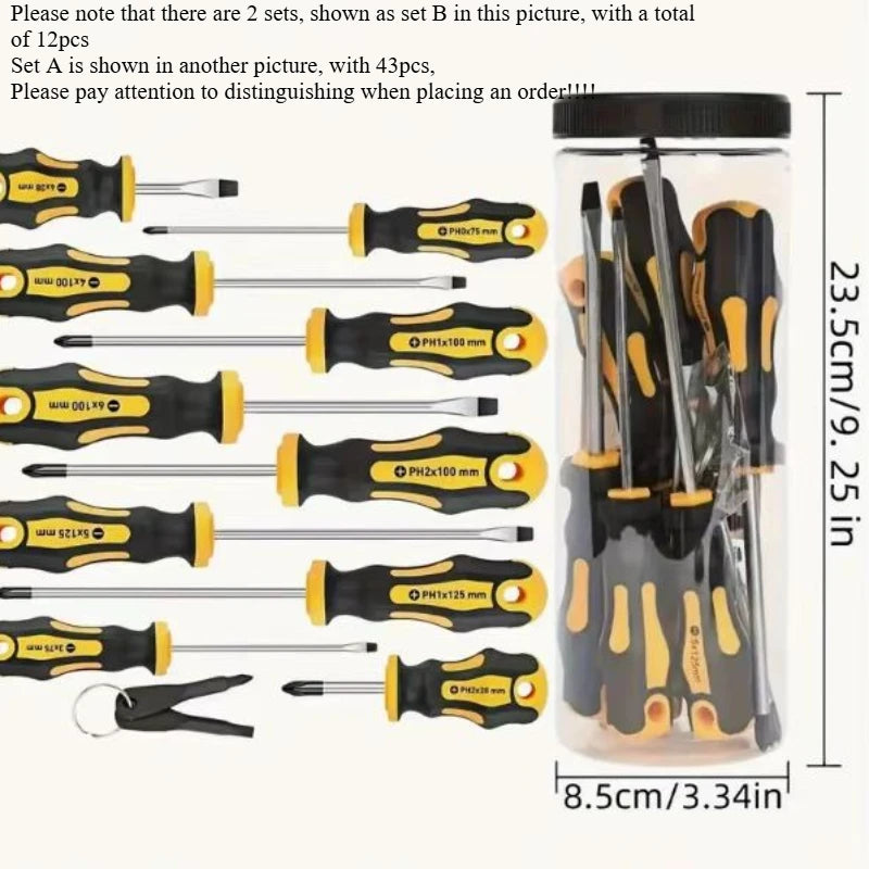 Conjunto de chave de fenda profissional atualizado com suporte de broca magnética, inclui ferramentas de fenda, Phillips, hexagonal, Torx e precisão