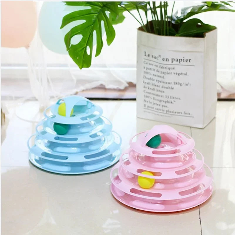 Engraçado gato brinquedo para animais de estimação brinquedos do gato inteligência triplo jogo disco gato brinquedo bolas brinquedos animais de estimação rosa azul verde laranja produtos para animais de estimação