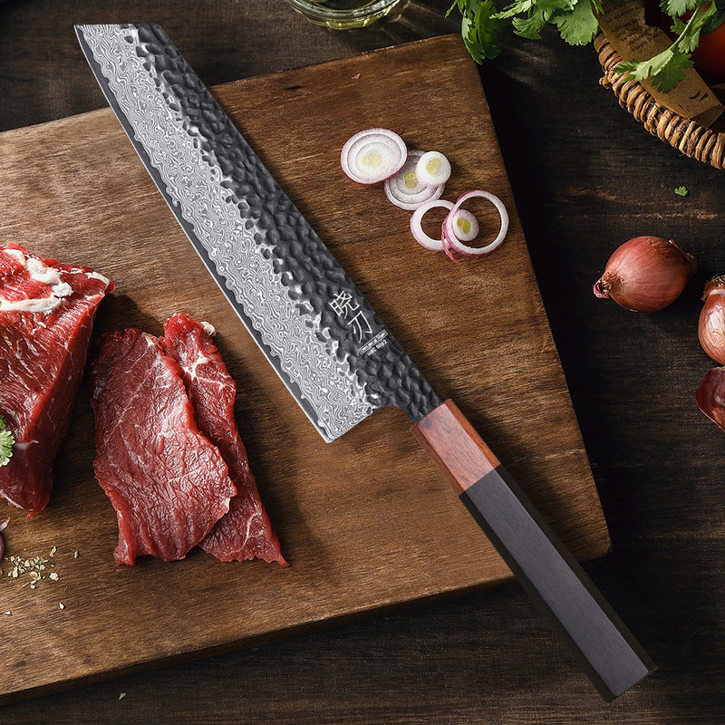 8.2 "japonês kiritsuke chef faca de aço damasco corte afiado carne vegetal cutelo vg10 mão forjada facas cozinha profissionais