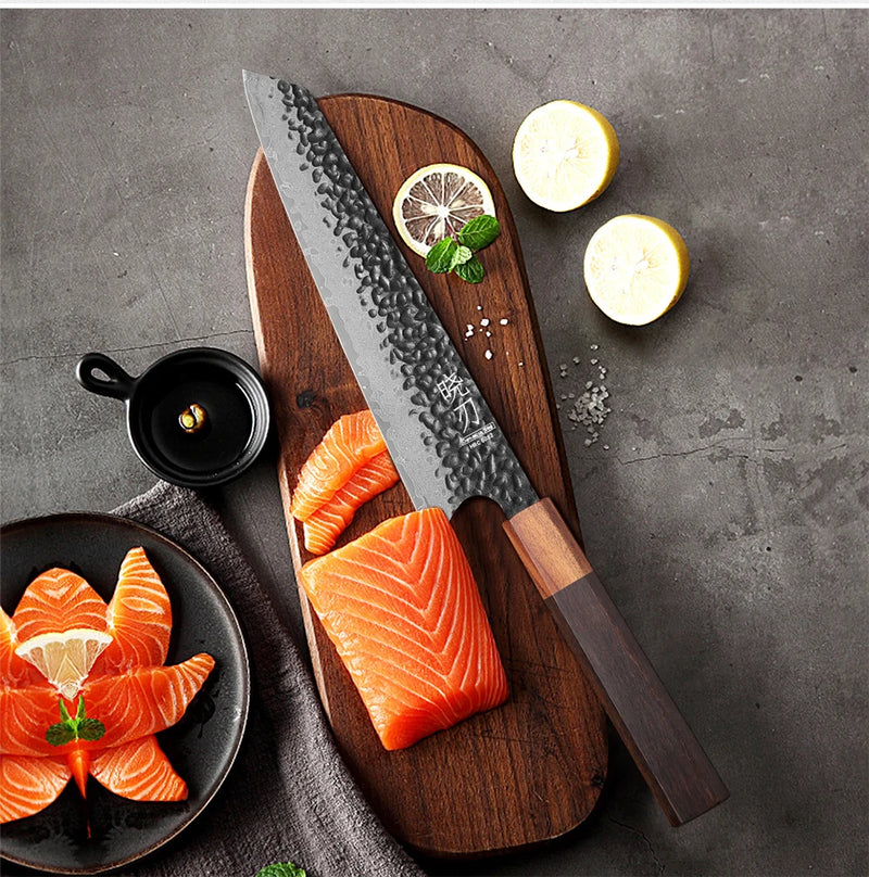 8 "japonês kiritsuke chef faca de aço damasco corte afiado carne vegetal slicer cutelo artesanal facas cozinha profissional