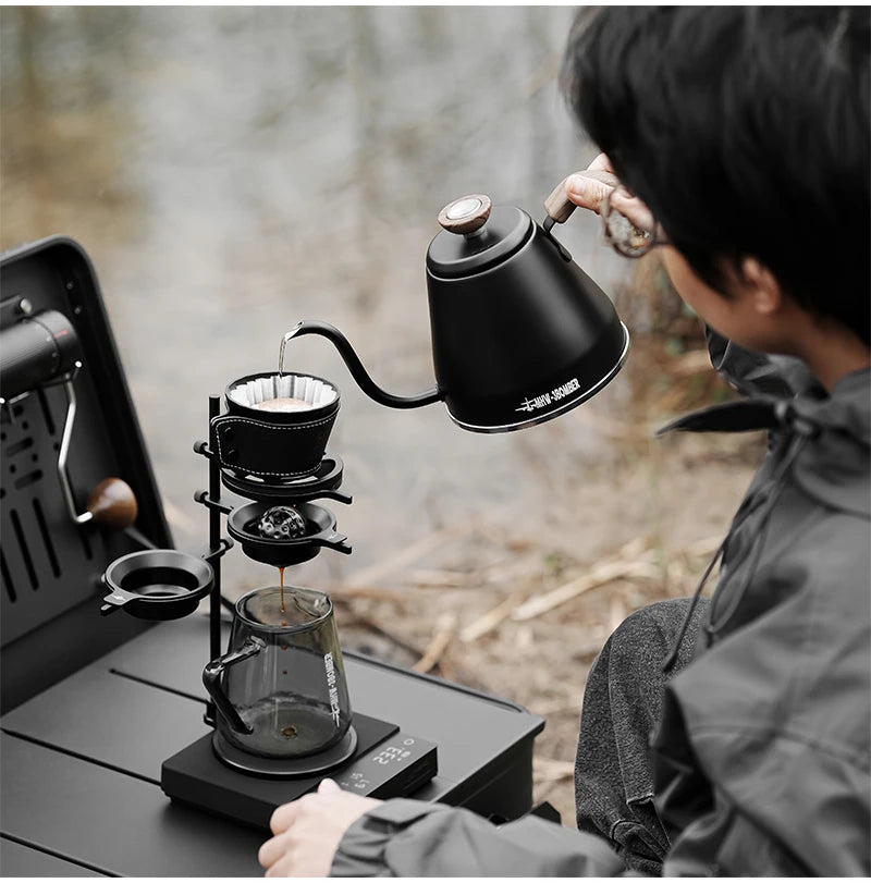 Gotejador de meteorito MHW-3BOMBER, gotejador de alumínio para cafeteira, para 1-2 copos, capa de couro, papel de filtro de bolo