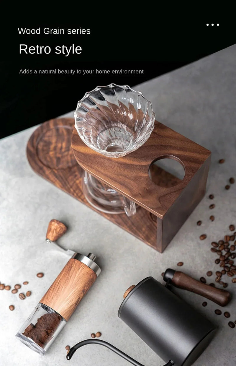 Conjunto de acessórios de café de viagem, moedor manual, suporte de armazenamento portátil, para acampamento ao ar livre, conjunto completo de presente, 6 peças
