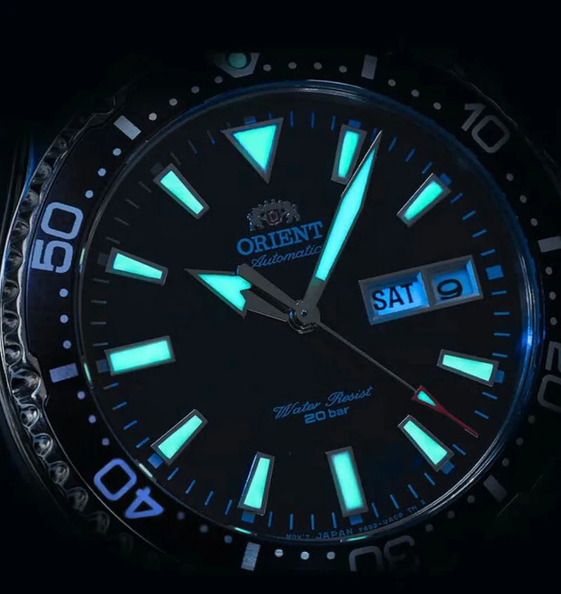 Orient duplo leão relógio mecânico totalmente automático masculino verde água fantasma relógio de mergulho masculino original importado 1:1