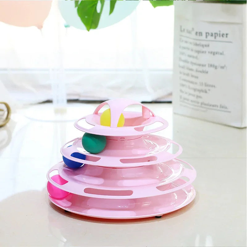 Engraçado gato brinquedo para animais de estimação brinquedos do gato inteligência triplo jogo disco gato brinquedo bolas brinquedos animais de estimação rosa azul verde laranja produtos para animais de estimação