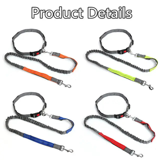 Trela retrátil para cães com corda de cintura ajustável, mão livre, corrida, ciclismo, cães grandes, elasticidade para animais de estimação, chumbo, suprimentos para animais de estimação