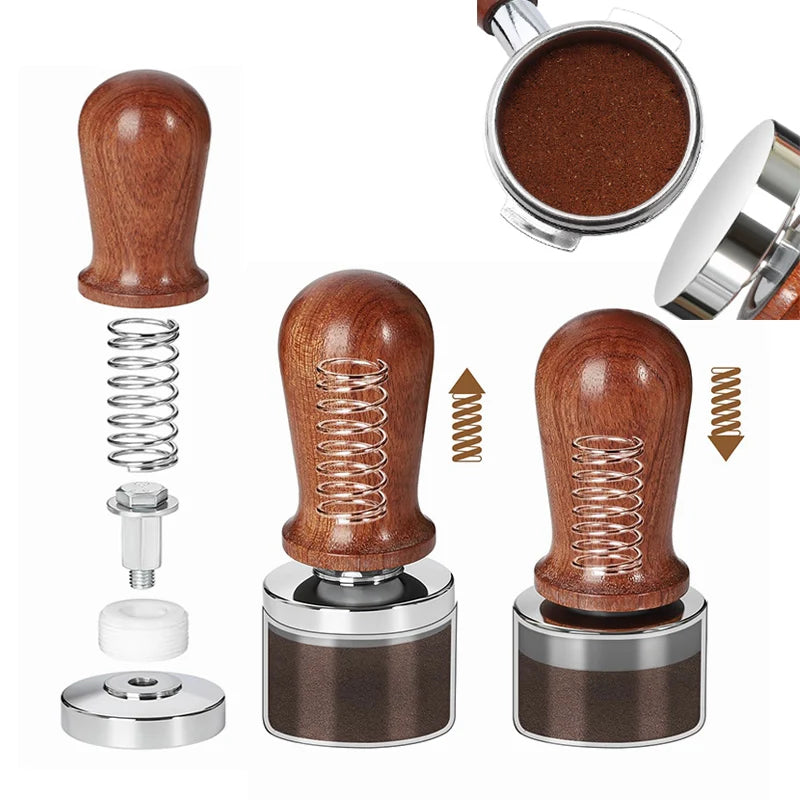 Tamper de café primavera espresso calcadeira 51mm 53mm 58mm calcadores de café e agitador de café calcadores de aço inoxidável acessórios de café