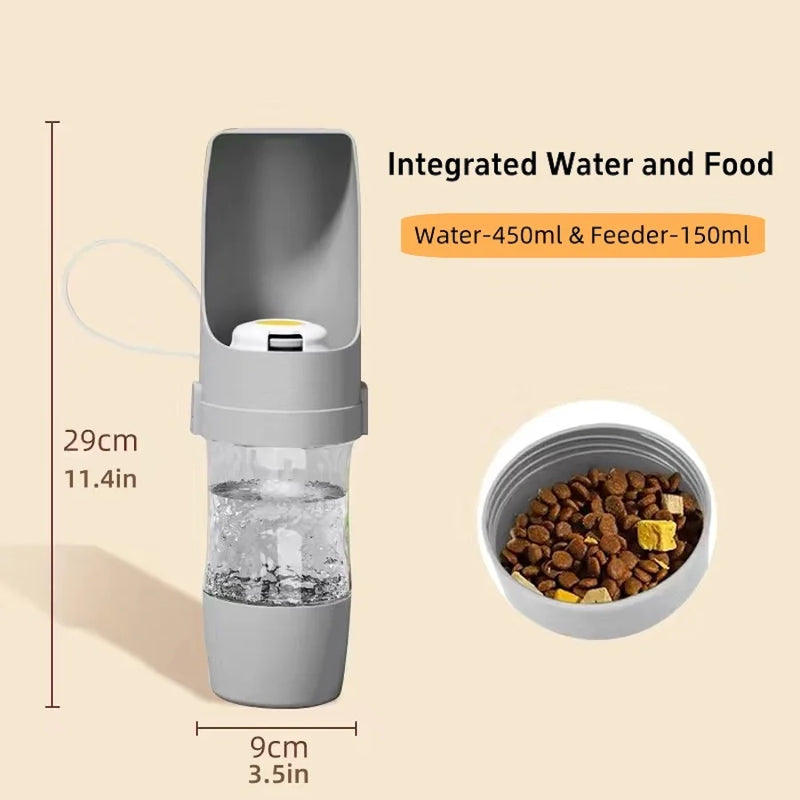 Garrafa de água portátil para cães e gatos, com armazenamento de alimentos e recipiente de água para filhotes, animais de estimação, tigela alimentadora para viagem ao ar livre, suprimentos para animais de estimação