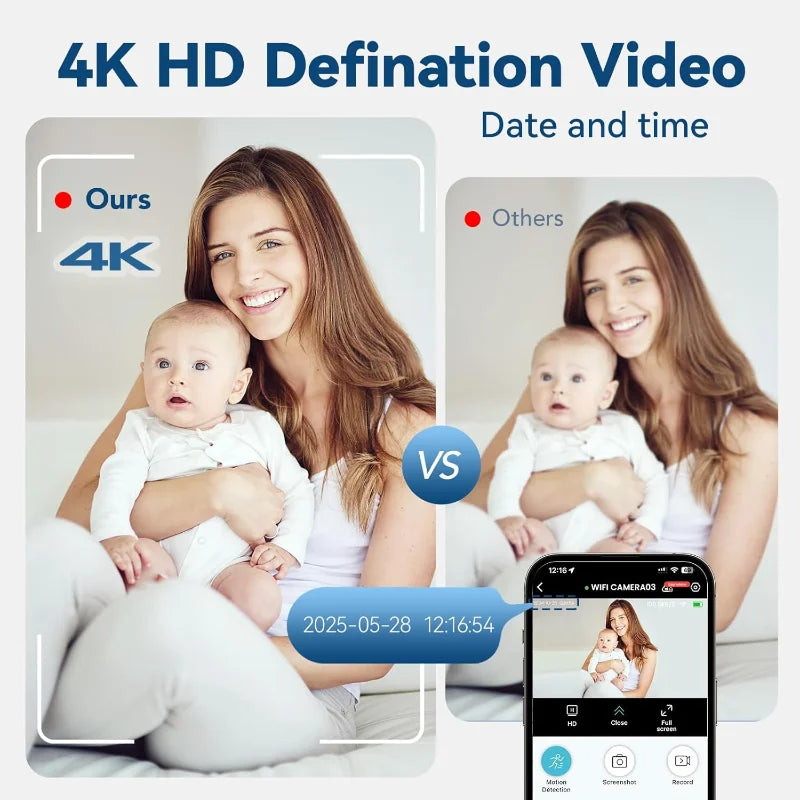 Nova x5 4k hd wifi câmera de segurança sem fio ao ar livre indoor visão noturna sem necessidade energia cartão sd detecção movimento armazenamento nuvem gratuito
