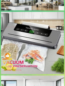 Máquina seladora a vácuo elétrica, embalagem de alimentos secos/úmidos, sacos de vedação a vácuo, cortador embutido, cozinha, armazenamento de alimentos, seladora a vácuo