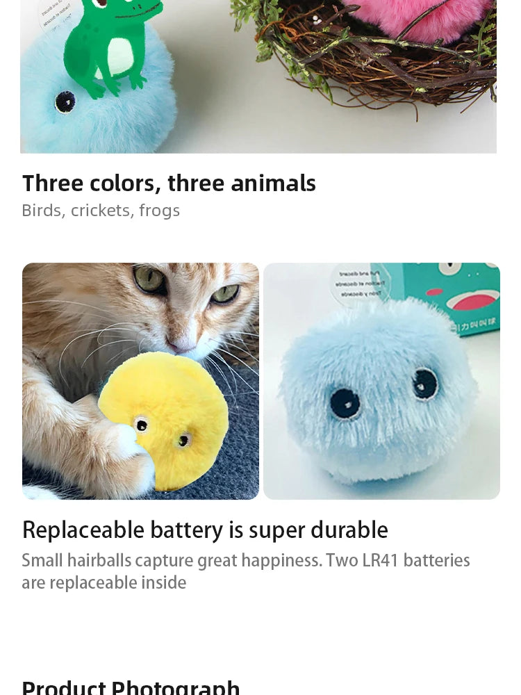 Bola interativa inteligente gato brinquedos de pelúcia elétrica catnip treinamento brinquedo gatinho toque soando produto para animais de estimação rangido brinquedo bola