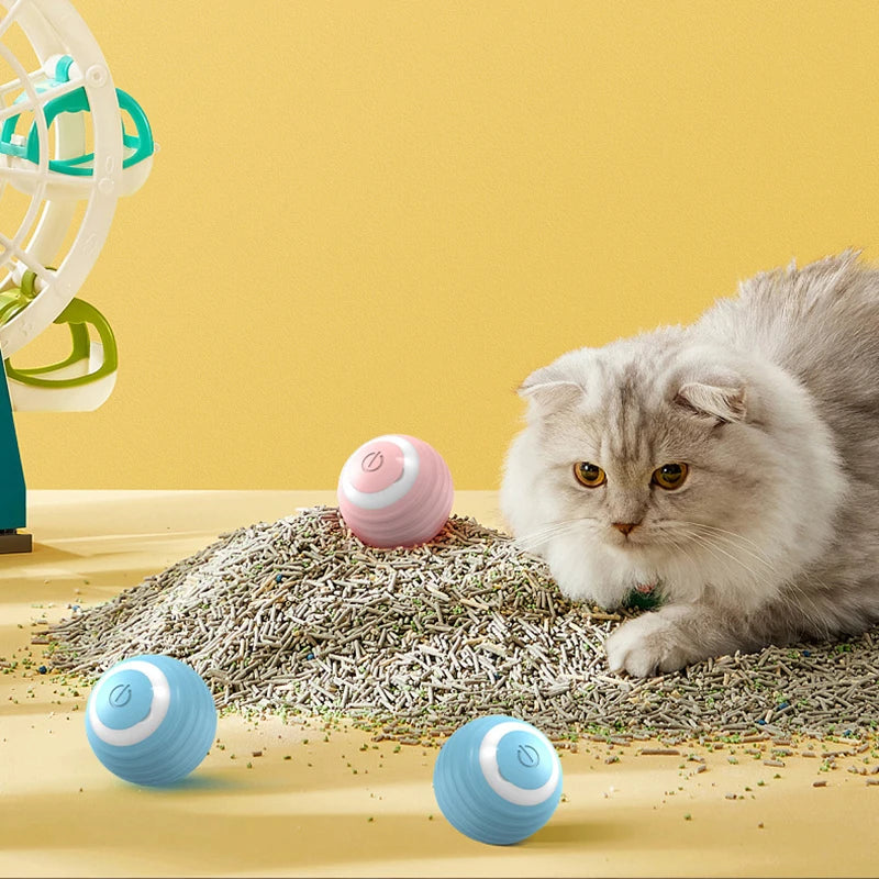 Gato bola interativa inteligente gato brinquedos interior automático rolamento bola mágica eletrônico interativo gato brinquedo gato jogo acessórios