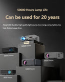 2025 Novo projetor 4k 1800ANSI Projetor Android com foco automático WiFi 6 Bluetooth Beamer para filmes, ideal para casa e teatro ao ar livre