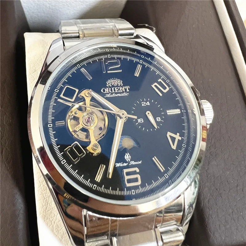 Orient Watch Remodelado de segunda mão japonês totalmente automático relógio mecânico escavado relógio masculino de negócios