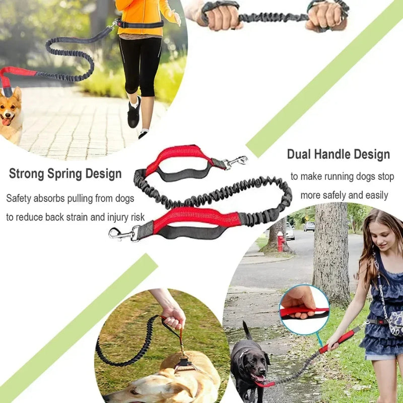 Trela retrátil para cães com corda de cintura ajustável, mão livre, corrida, ciclismo, cães grandes, elasticidade para animais de estimação, chumbo, suprimentos para animais de estimação