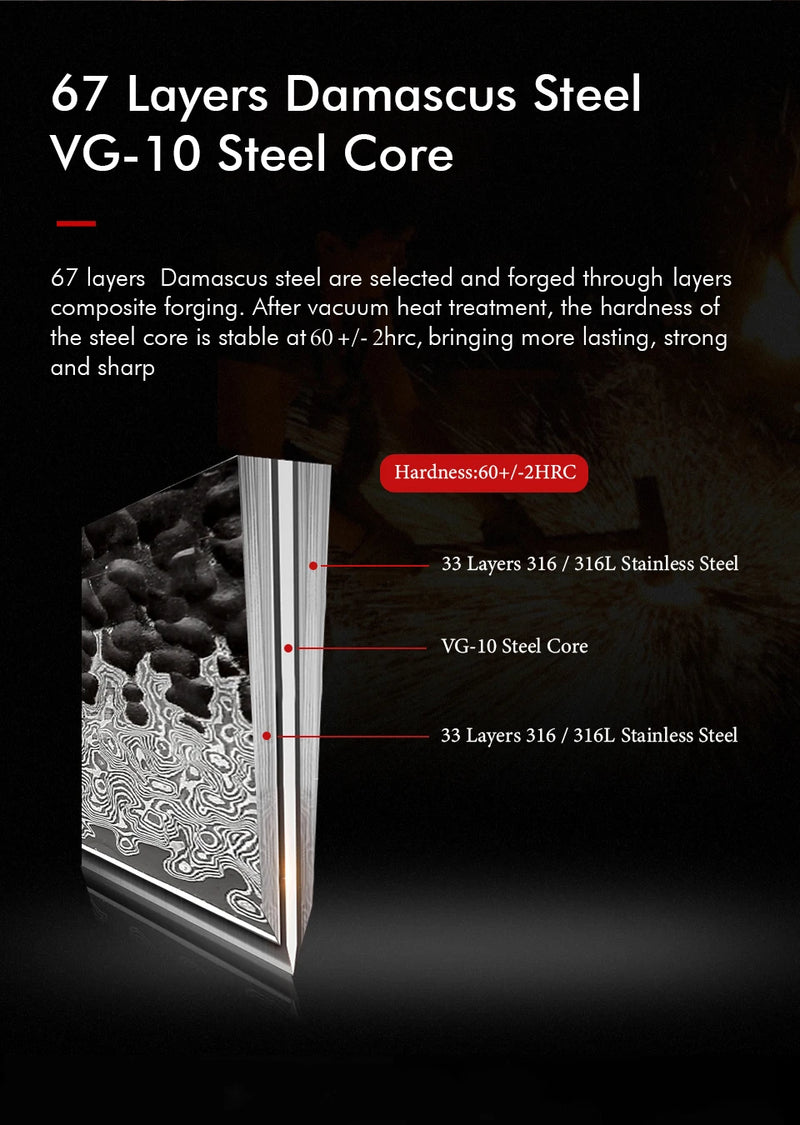 8.2 "japonês kiritsuke chef faca de aço damasco corte afiado carne vegetal cutelo vg10 mão forjada facas cozinha profissionais