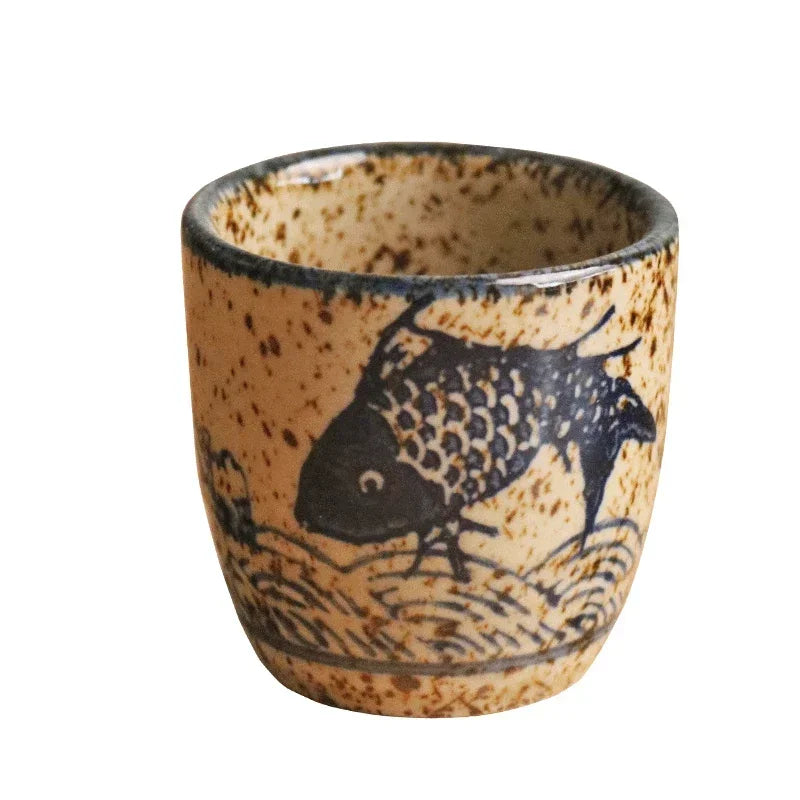 50ml estilo japonês cerâmica antigo copo de vinho branco conjunto de saquê casa retro xícara de café pote de vinho shochu copo clássico