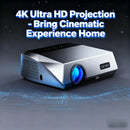 2025 Novo projetor 4k 1800ANSI Projetor Android com foco automático WiFi 6 Bluetooth Beamer para filmes, ideal para casa e teatro ao ar livre