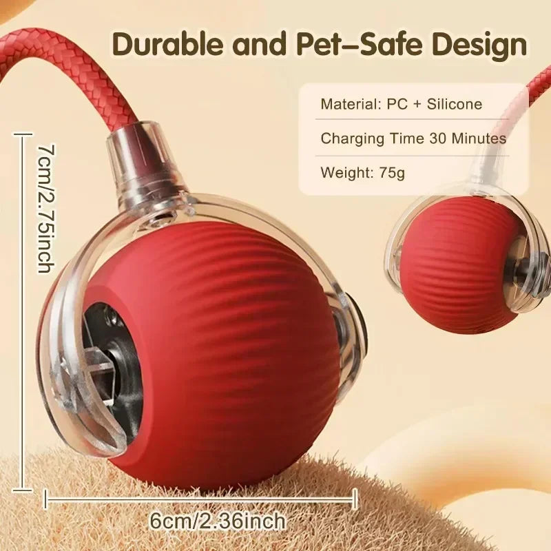Brinquedo interativo de bola de gato, bola de rolamento automática com cauda, brinquedo interativo inteligente recarregável para animais de estimação, mouse inteligente para gato